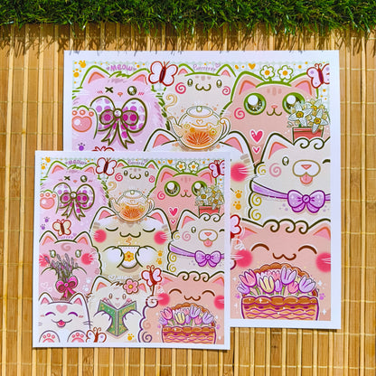 COZY SPRING CATS art print