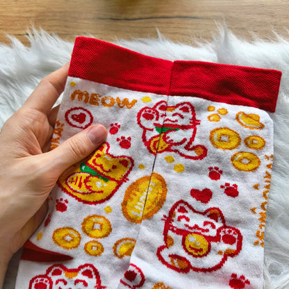 LUCKY CAT cotton socks :3