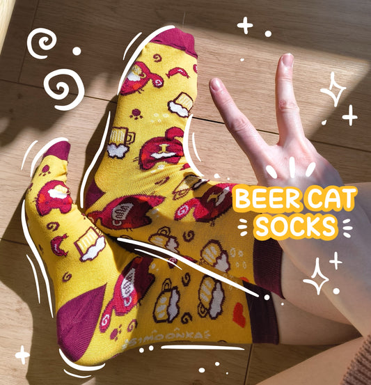 BEER CAT cotton socks :3