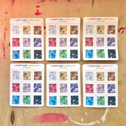 COLOR CATS stamp set mini sticker sheet