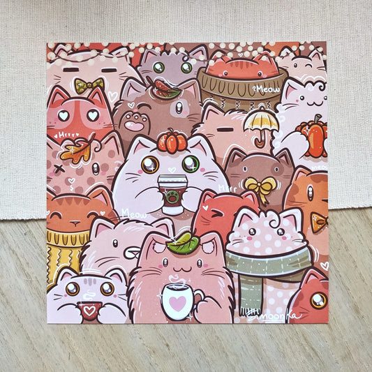COZY AUTUMN CATS art print