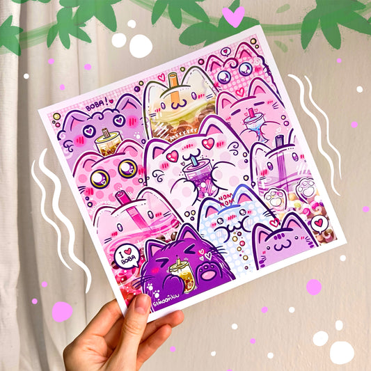 BOBA CATS art print