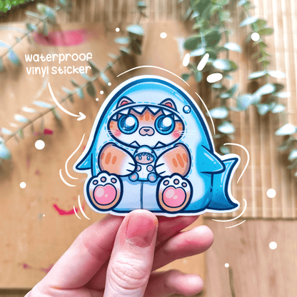 SHARK CAT die-cut waterproof vinyl car sticker