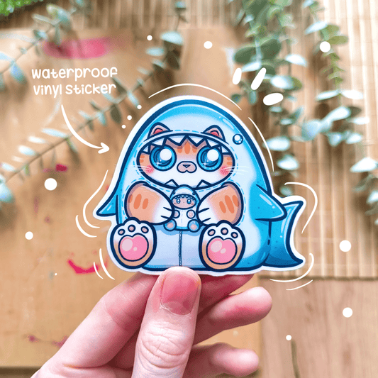 SHARK CAT die-cut waterproof vinyl car sticker
