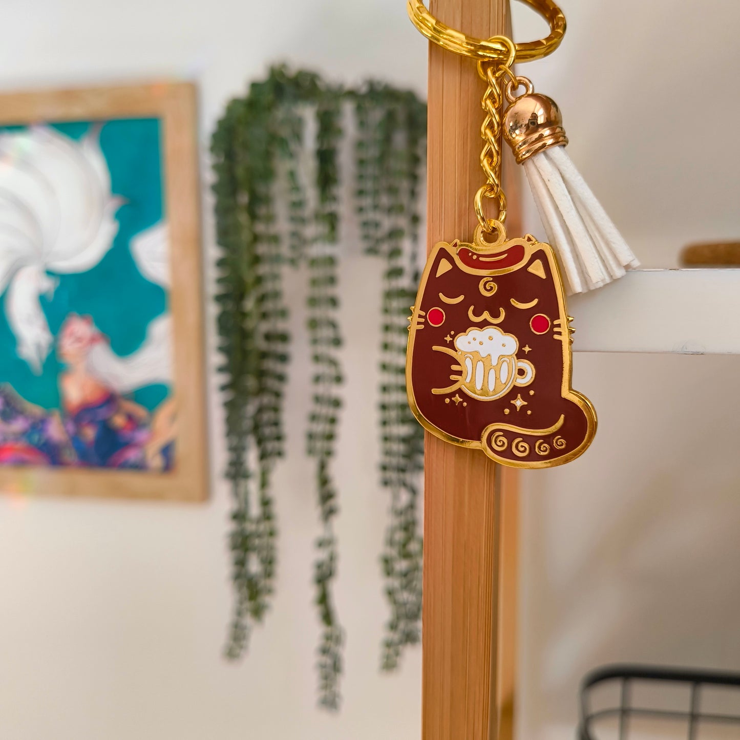 BEER CAT enamel keychain :3