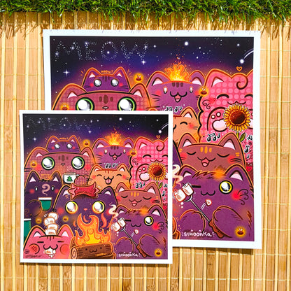 COZY SUMMER CATS art print