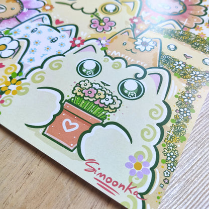 FLOWER CATS art print