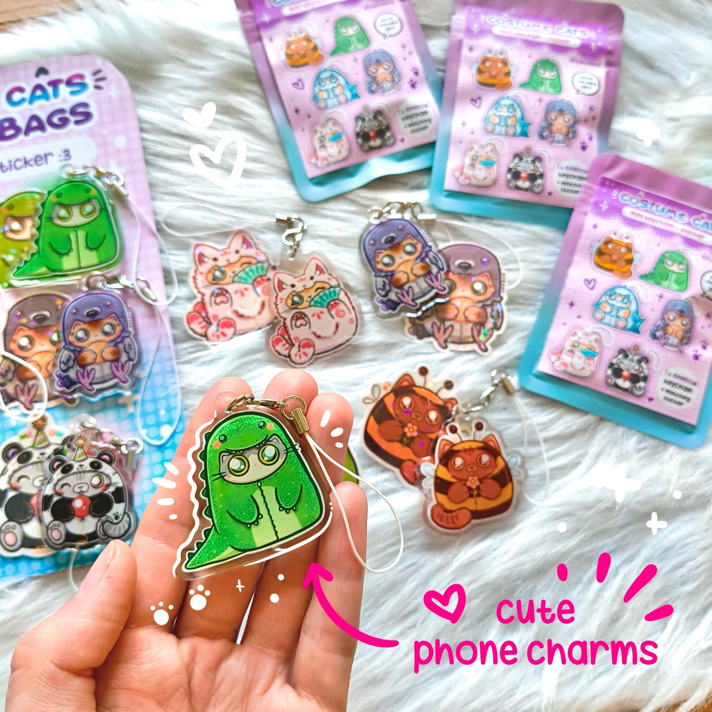 COSTUME CATS phone charms + mini sticker