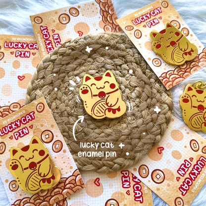 LUCKY CAT enamel pin companion :3
