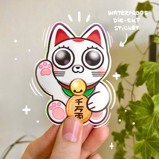 LUCKY CAT die-cut waterproof vinyl sticker