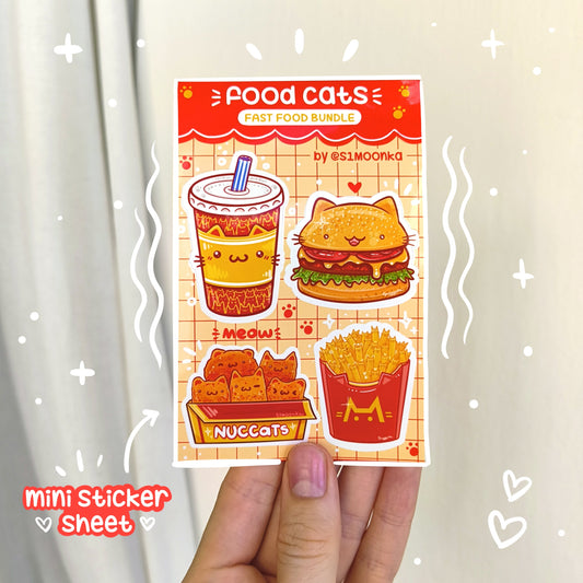 FOOD CATS (fast food bundle) mini sticker sheet