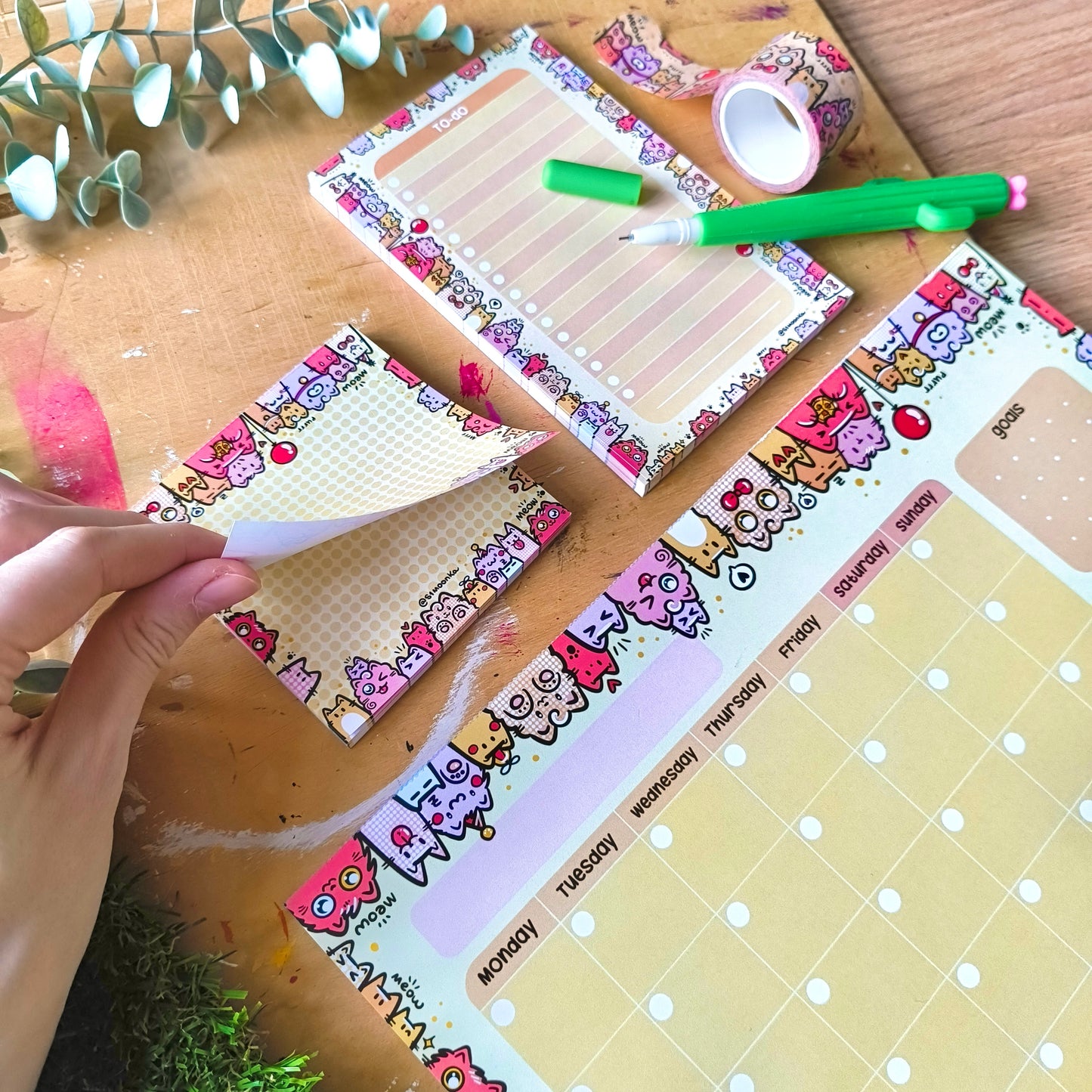 B-DAY CATS PLANNER SET monthly planner, to-do list, notes