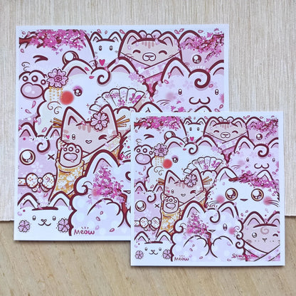 SAKURA CATS art print