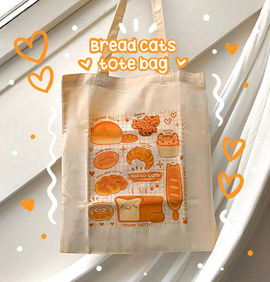 BREAD CATS cotton tote bag