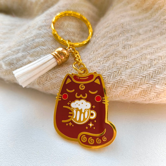 BEER CAT enamel keychain :3
