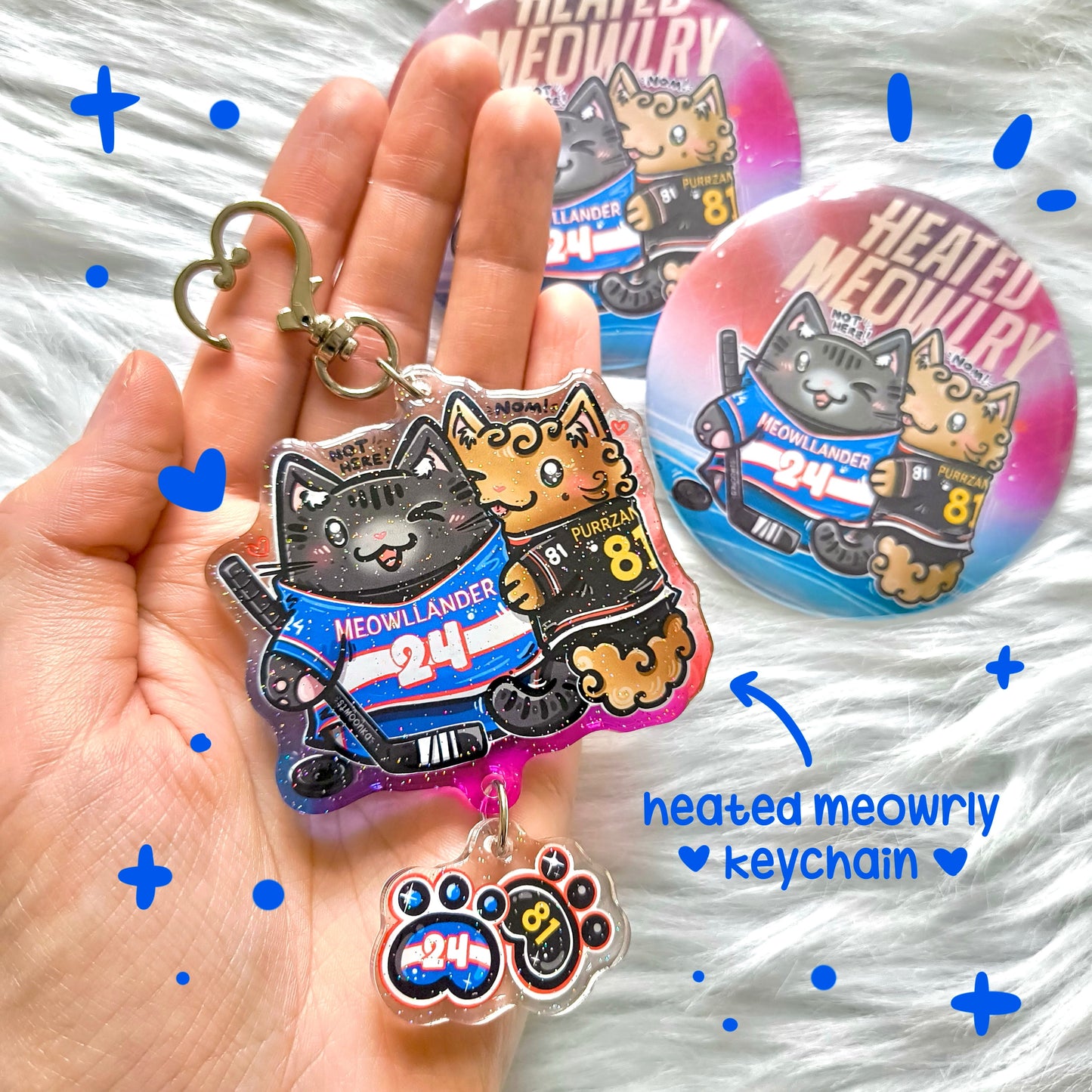 HEATED MEOWRLY fandom double keychain