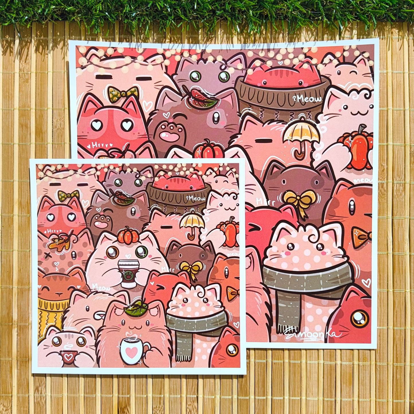 COZY AUTUMN CATS art print