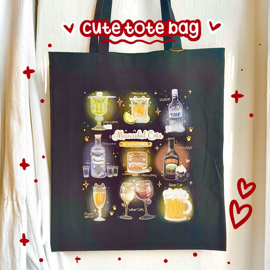 MEOWCOHOL CATS cotton tote bag