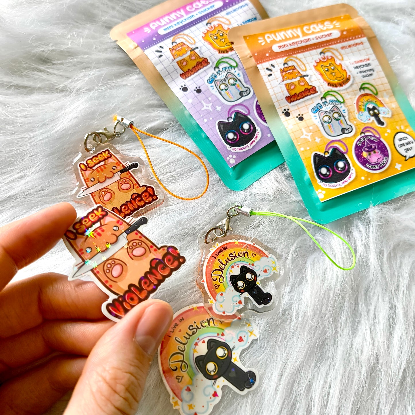 FUNNY CATS phone charms + mini sticker