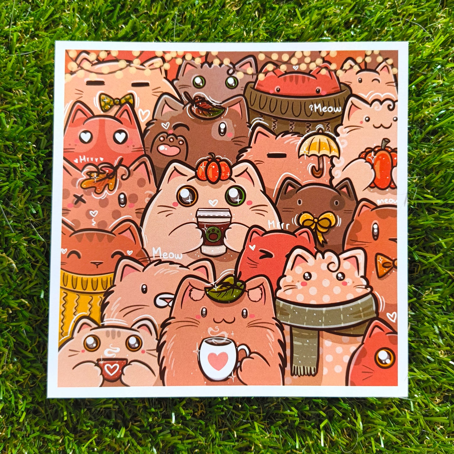 COZY AUTUMN CATS art print