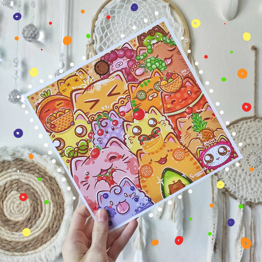 FRUIT CATS art print