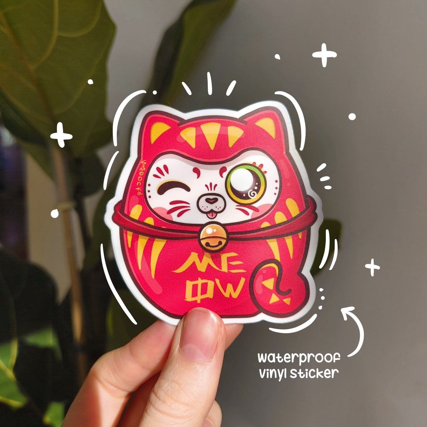 DARUMA CAT die-cut waterproof vinyl car sticker