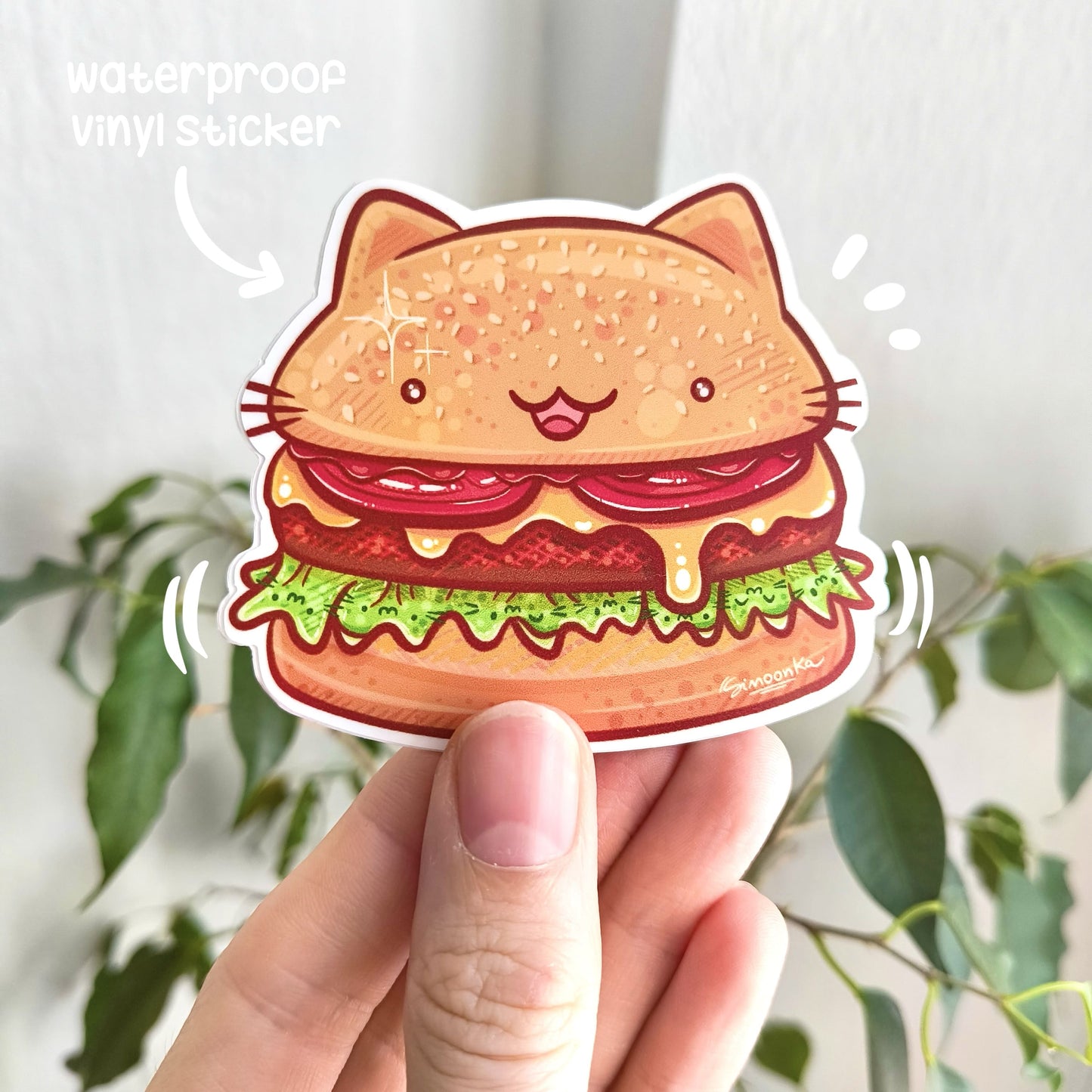 BURGER CAT die-cut waterproof vinyl car sticker