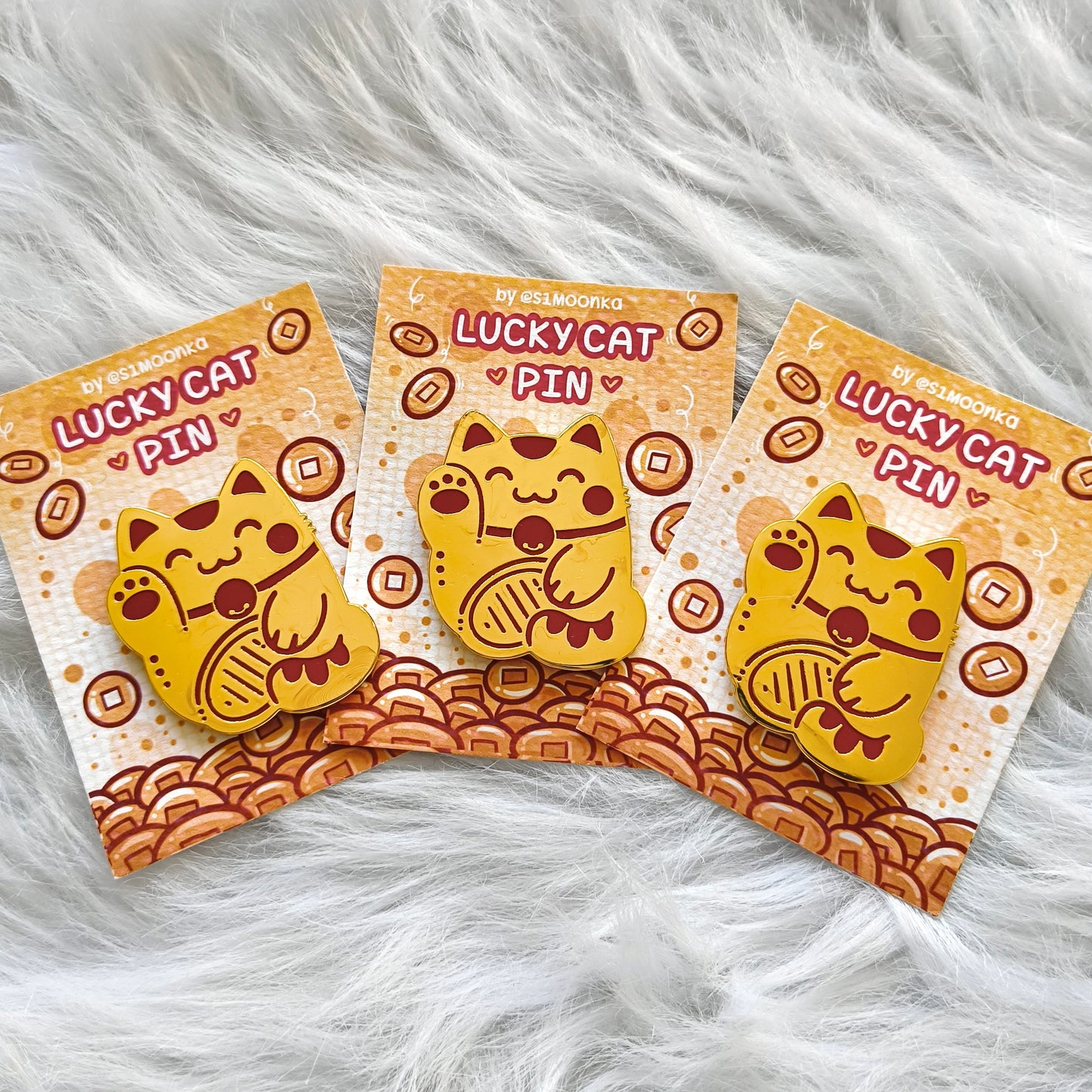 LUCKY CAT enamel pin companion :3
