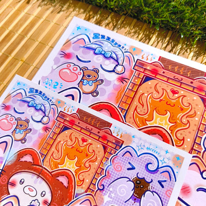 COZY WINTER CATS art print