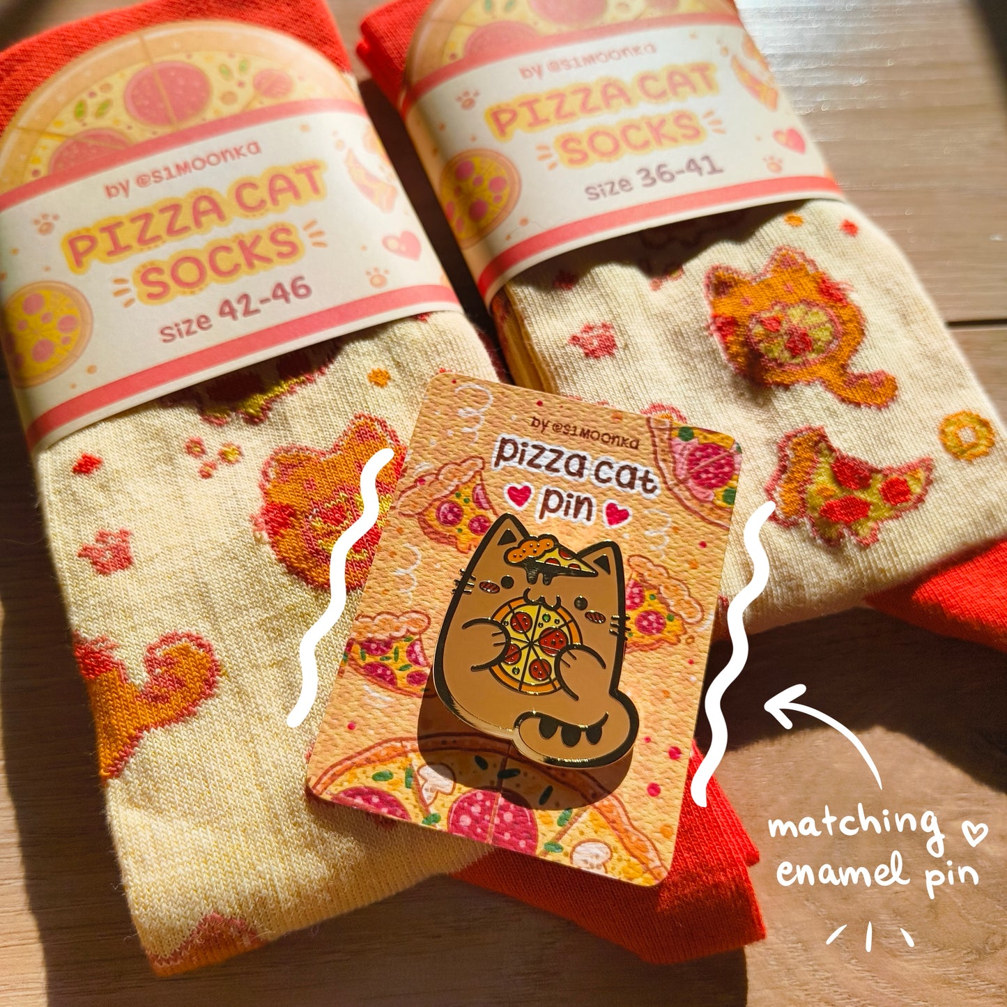 PIZZA CATS cotton socks :3