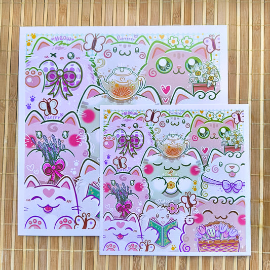 COZY SPRING CATS art print