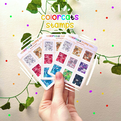 COLOR CATS stamp set mini sticker sheet