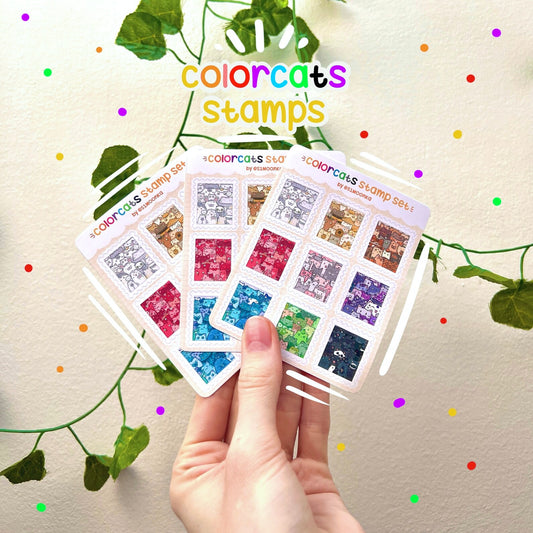 COLOR CATS stamp set mini sticker sheet