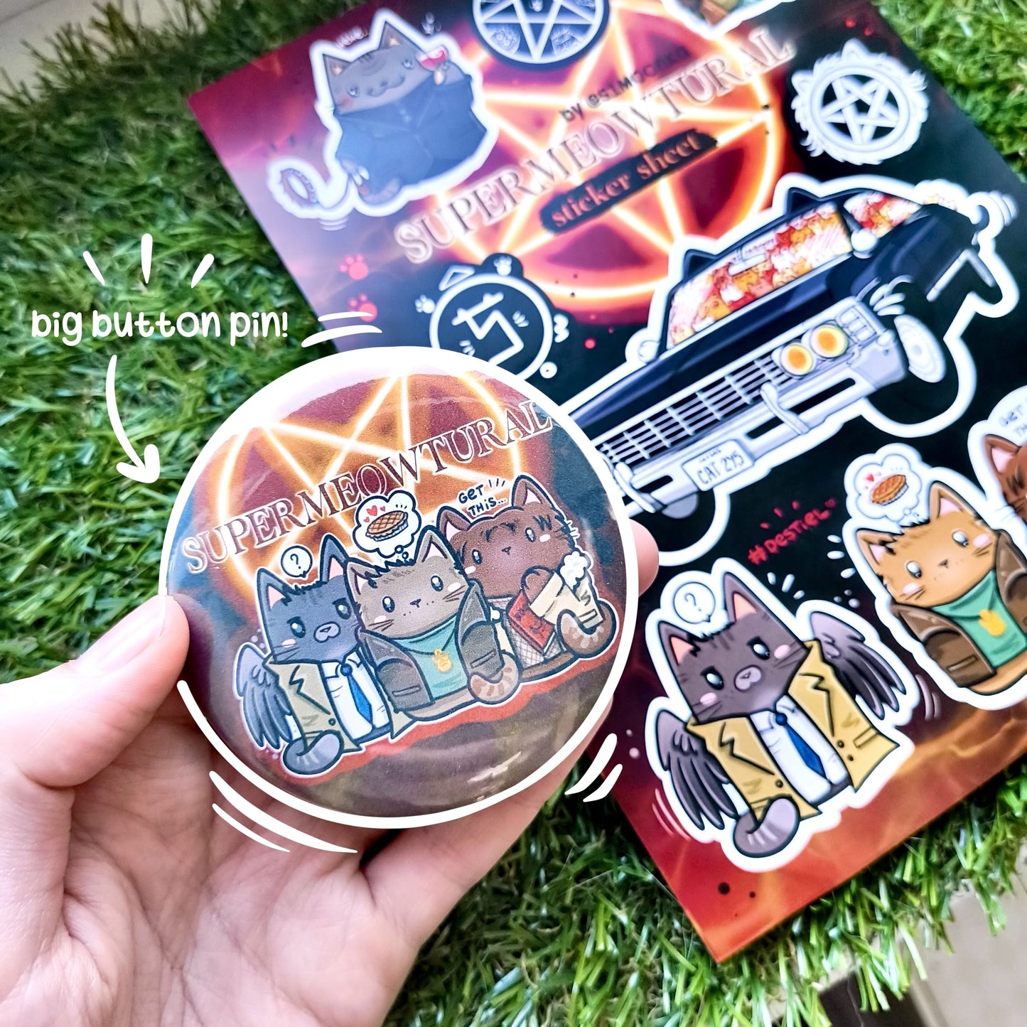 SUPERMEOWTURAL big button pins