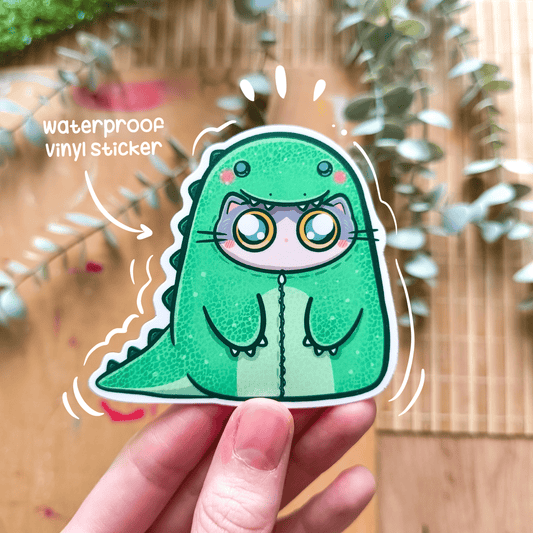 DINO CAT die-cut waterproof vinyl car sticker