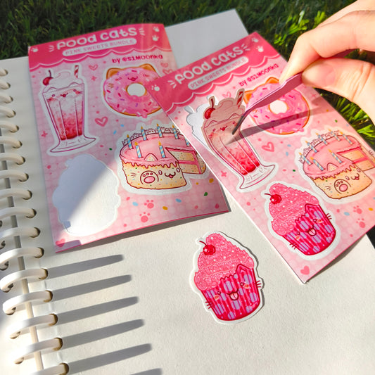FOOD CATS (pink sweets bundle) mini sticker sheet