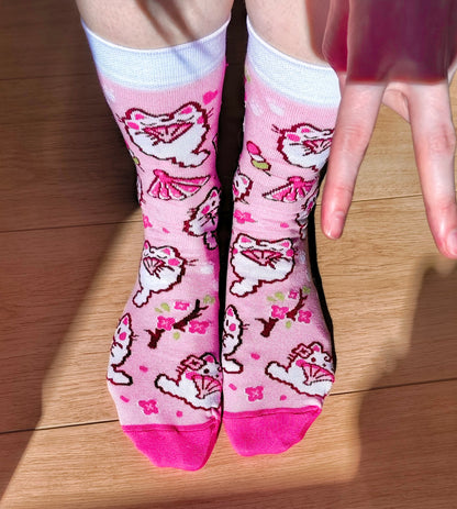 SAKURA CAT cotton socks :3