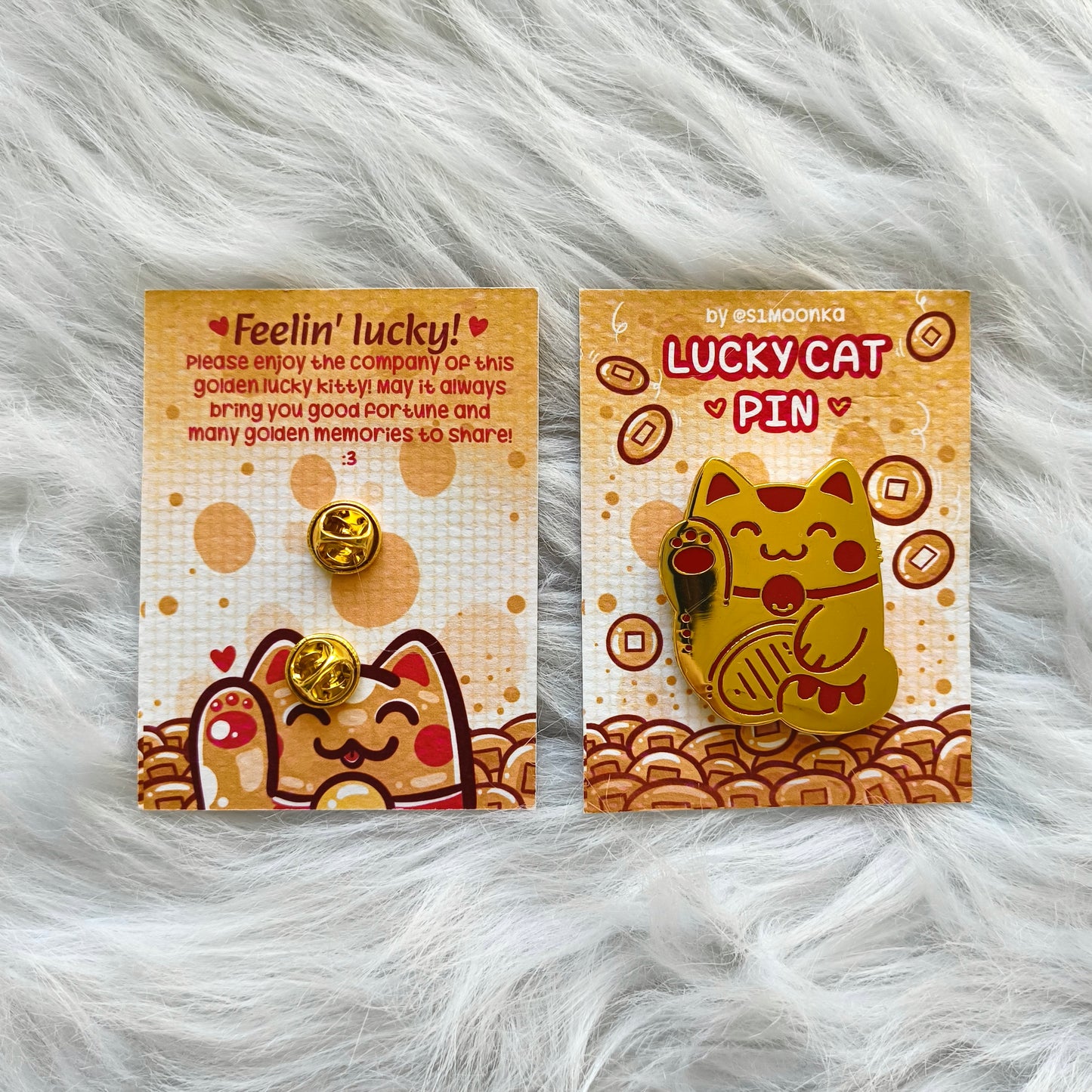 LUCKY CAT enamel pin companion :3