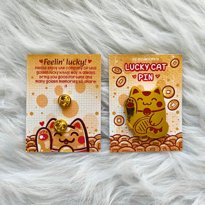 LUCKY CAT enamel pin companion :3