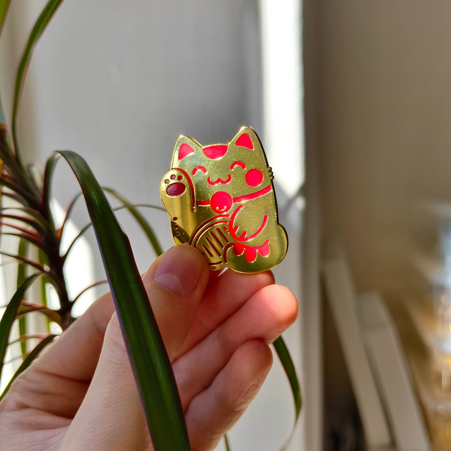 LUCKY CAT enamel pin companion :3