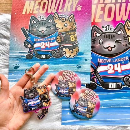 HEATED MEOWRLY fandom double keychain