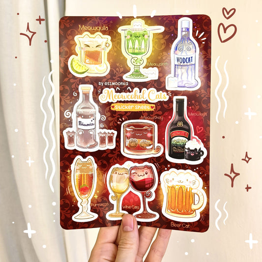 MEOWCOHOL CATS vinyl sticker sheet