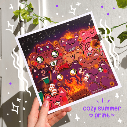 COZY SUMMER CATS art print