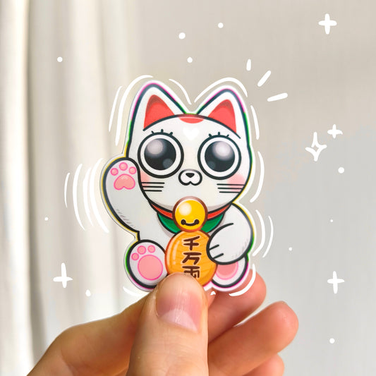 LUCKY CAT die-cut waterproof vinyl sticker