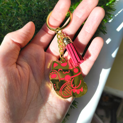 LUCKY CAT enamel keychain :3