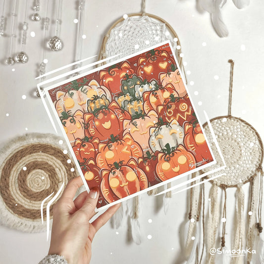 PUMPKIN CATS art print