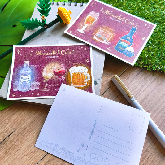 MEOWCOHOL CATS postcard set