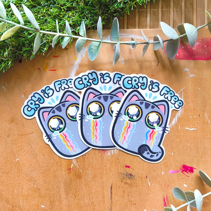 CRY IS FREE die-cut waterproof vinyl car sticker