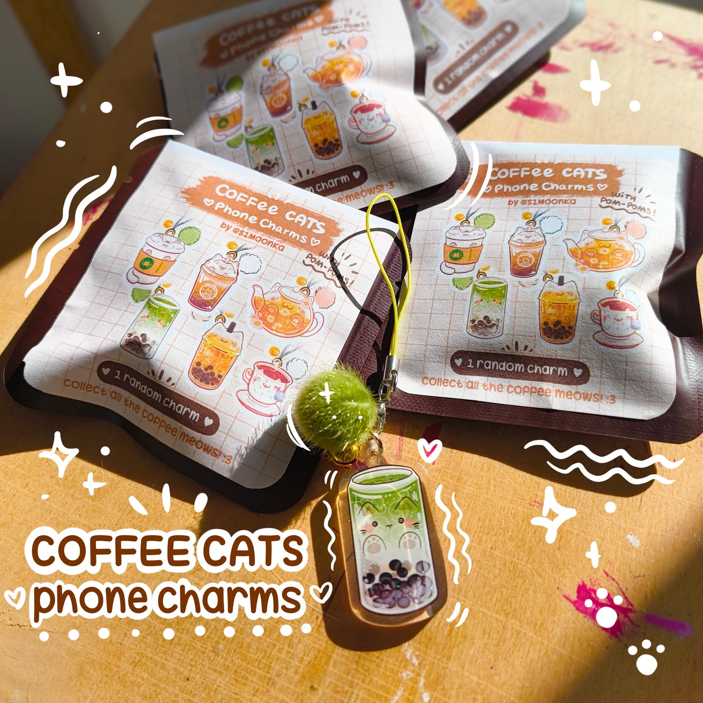 COFFEE-MILK-TEA CATS phone charms