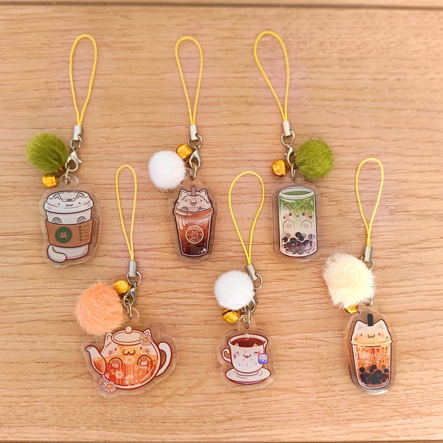 COFFEE-MILK-TEA CATS phone charms